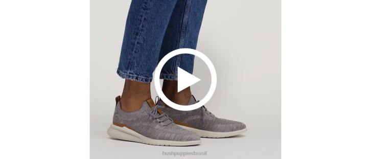 malha preta ousada avanço de malha com cadarço homens Hush Puppies tênis ZZ6R291 - Image 7