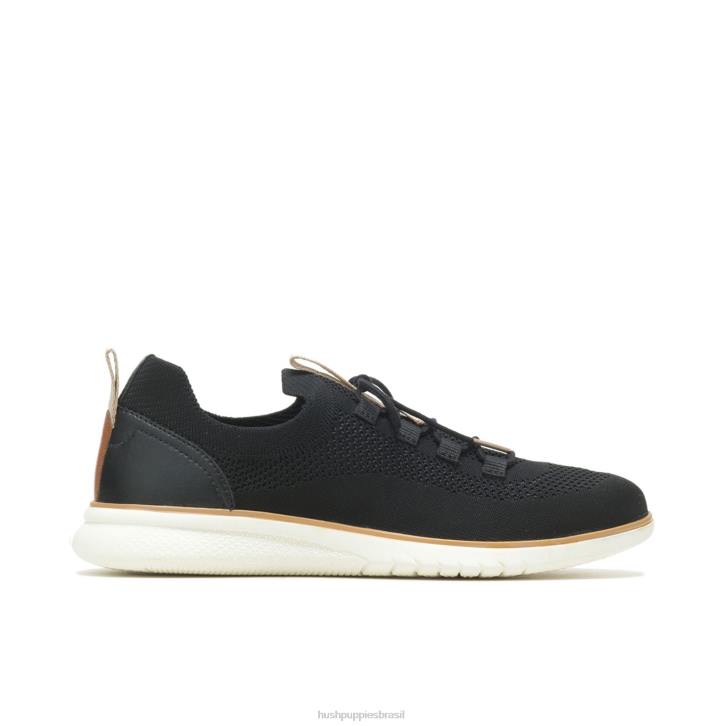malha preta ousada sapatilha com cadarço em tricô avançado mulheres Hush Puppies tênis ZZ6R126 - Image 2
