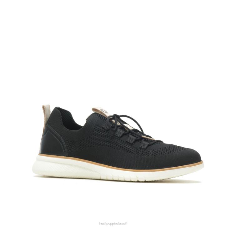 malha preta ousada sapatilha com cadarço em tricô avançado mulheres Hush Puppies tênis ZZ6R126 - Image 3