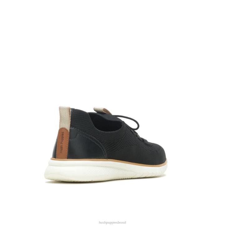 malha preta ousada sapatilha com cadarço em tricô avançado mulheres Hush Puppies tênis ZZ6R126 - Image 4
