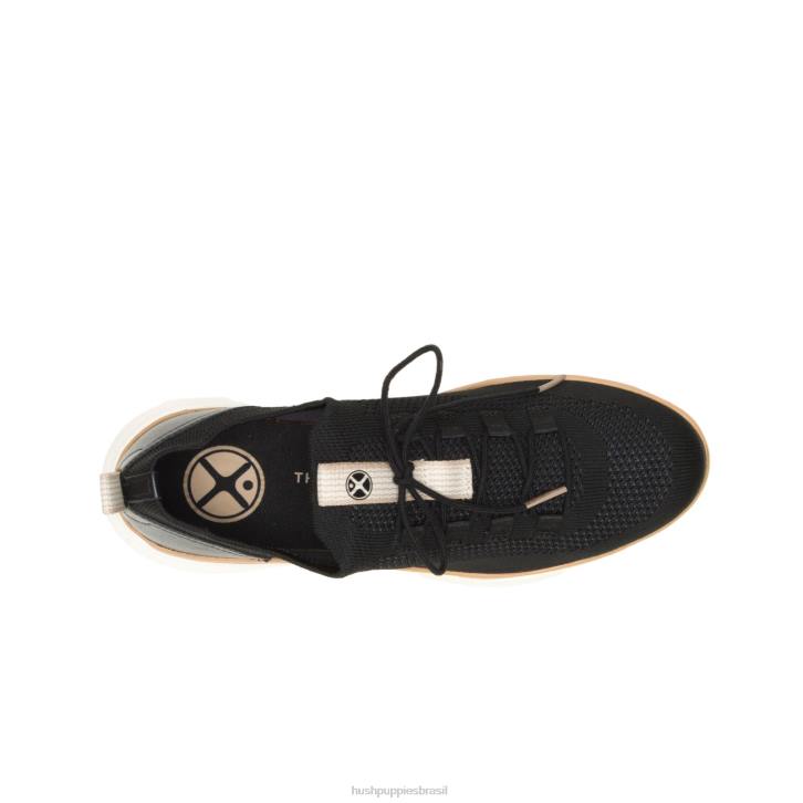 malha preta ousada sapatilha com cadarço em tricô avançado mulheres Hush Puppies tênis ZZ6R126 - Image 6
