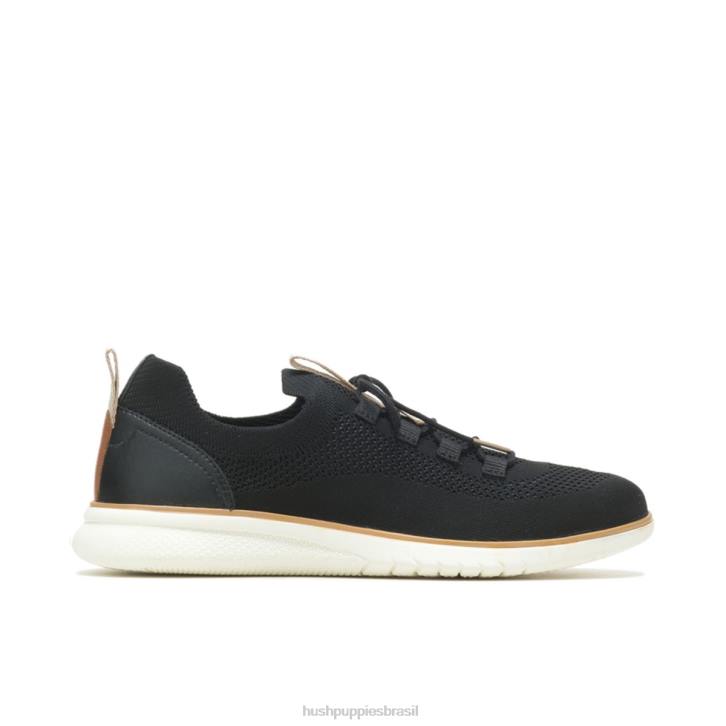 malha preta ousada sapatilha com cadarço em tricô avançado mulheres Hush Puppies tênis ZZ6R126 - Image 1