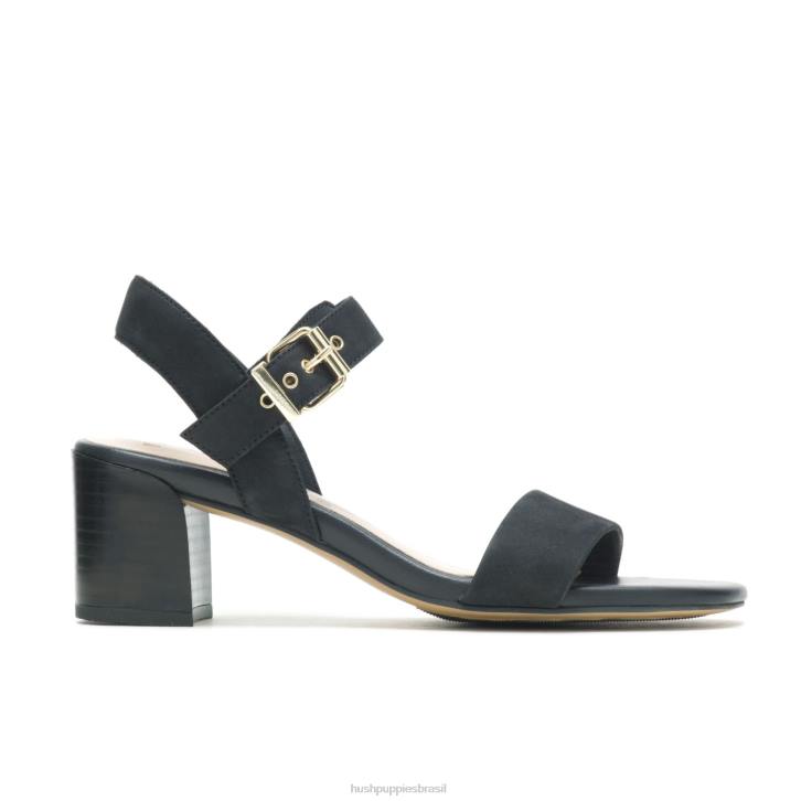 nubuck preto ousado sandália leila meia tira mulheres Hush Puppies salto ZZ6R34 - Image 2