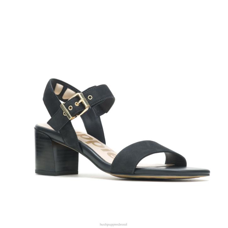nubuck preto ousado sandália leila meia tira mulheres Hush Puppies salto ZZ6R34 - Image 3