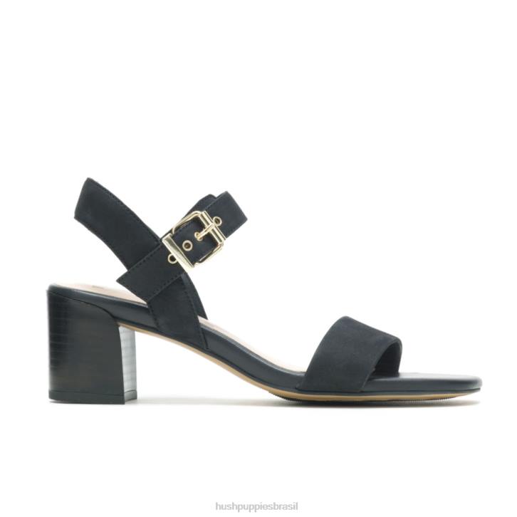 nubuck preto ousado sandália leila meia tira mulheres Hush Puppies salto ZZ6R34 - Image 1