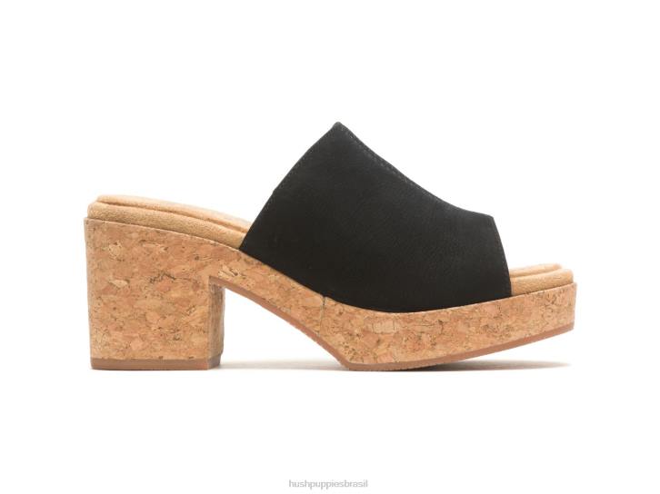 nubuck preto ousado slide de papoula mulheres Hush Puppies salto ZZ6R7 - Image 2
