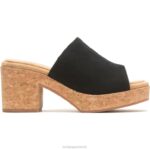 nubuck preto ousado slide de papoula mulheres Hush Puppies salto ZZ6R7