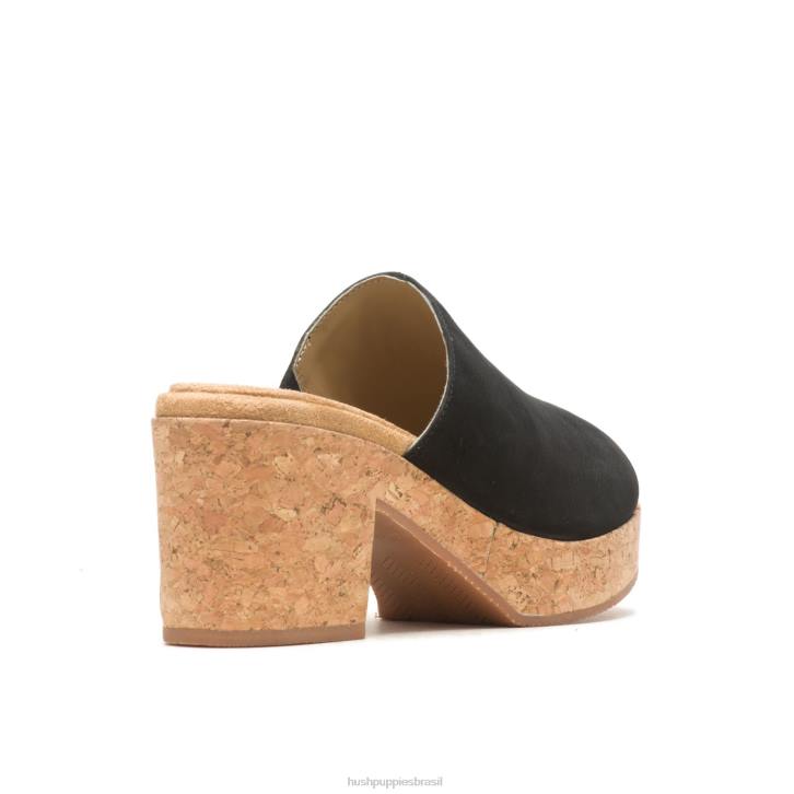 nubuck preto ousado slide de papoula mulheres Hush Puppies salto ZZ6R7 - Image 4