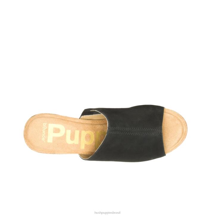 nubuck preto ousado slide de papoula mulheres Hush Puppies salto ZZ6R7 - Image 6
