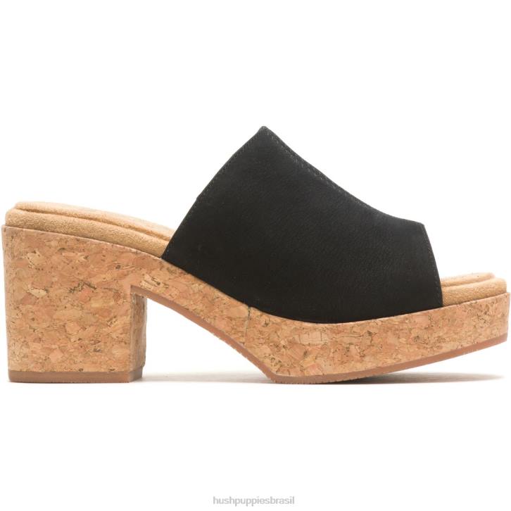 nubuck preto ousado slide de papoula mulheres Hush Puppies salto ZZ6R7 - Image 1