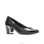 patente de escotilha cruzada preta/calcanhar prateado reitora mulheres Hush Puppies estilo suave ZZ6R214 - Image 3