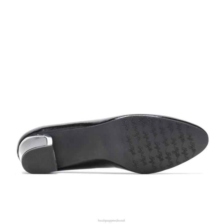 patente de escotilha cruzada preta/calcanhar prateado reitora mulheres Hush Puppies estilo suave ZZ6R214 - Image 5