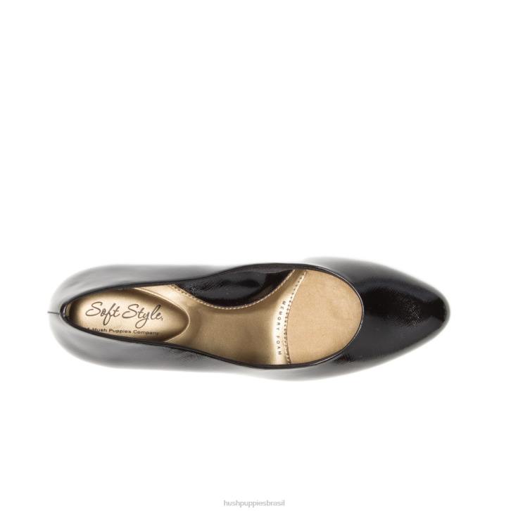 patente de escotilha cruzada preta/calcanhar prateado reitora mulheres Hush Puppies estilo suave ZZ6R214 - Image 6