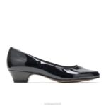 patente preta anjo ii mulheres Hush Puppies estilo suave ZZ6R206