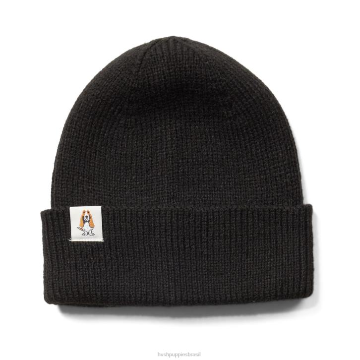 preto gorro de malha mulheres Hush Puppies gorro ZZ6R257 - Image 2
