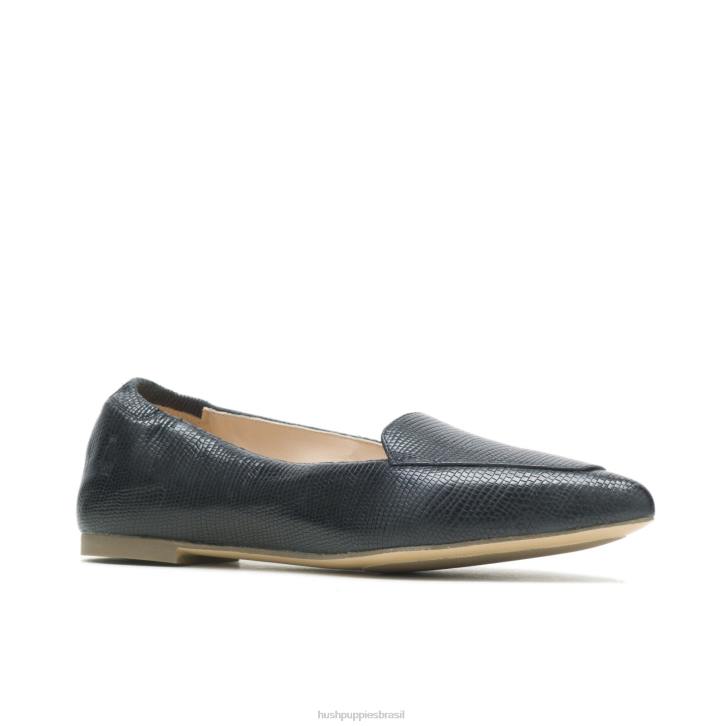 réptil preto ponta avelã plana mulheres Hush Puppies sapatos rasos ZZ6R67 - Image 3