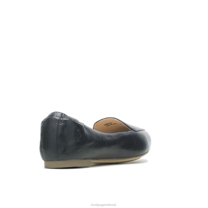 réptil preto ponta avelã plana mulheres Hush Puppies sapatos rasos ZZ6R67 - Image 4