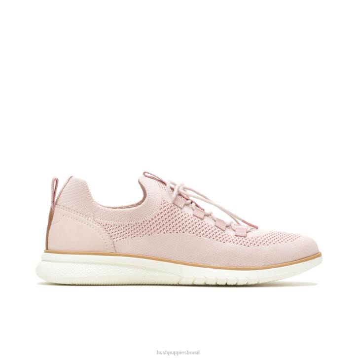 rosa empoeirado sapatilha com cadarço em tricô avançado mulheres Hush Puppies tênis ZZ6R109 - Image 2