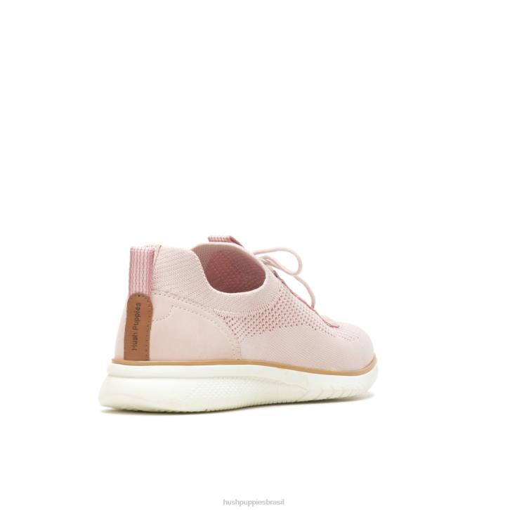 rosa empoeirado sapatilha com cadarço em tricô avançado mulheres Hush Puppies tênis ZZ6R109 - Image 5