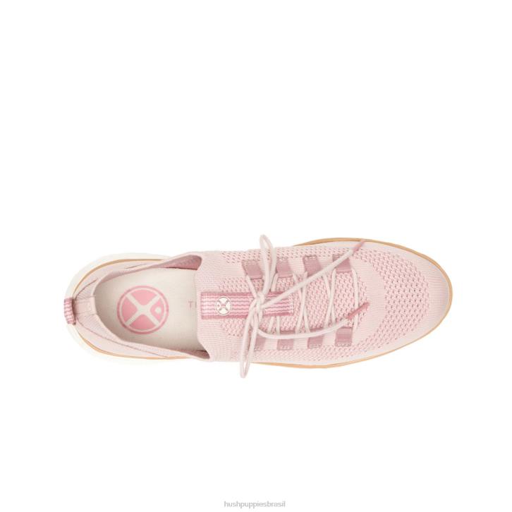 rosa empoeirado sapatilha com cadarço em tricô avançado mulheres Hush Puppies tênis ZZ6R109 - Image 7