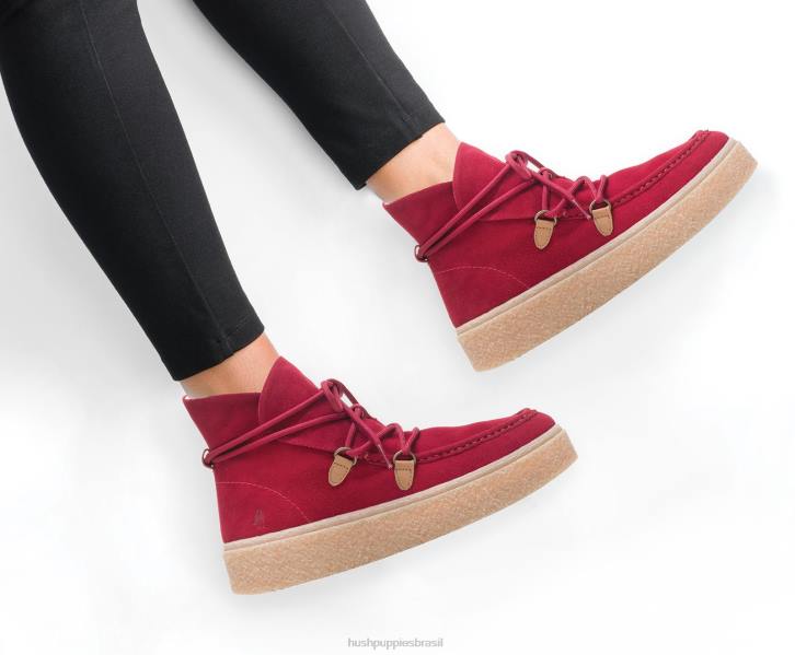 ruibarbo camurça vermelha bota de renda chukka bridget mulheres Hush Puppies bota ZZ6R177 - Image 3