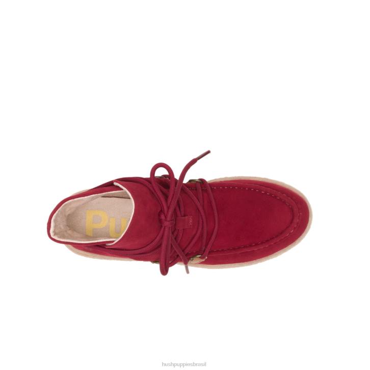 ruibarbo camurça vermelha bota de renda chukka bridget mulheres Hush Puppies bota ZZ6R177 - Image 7