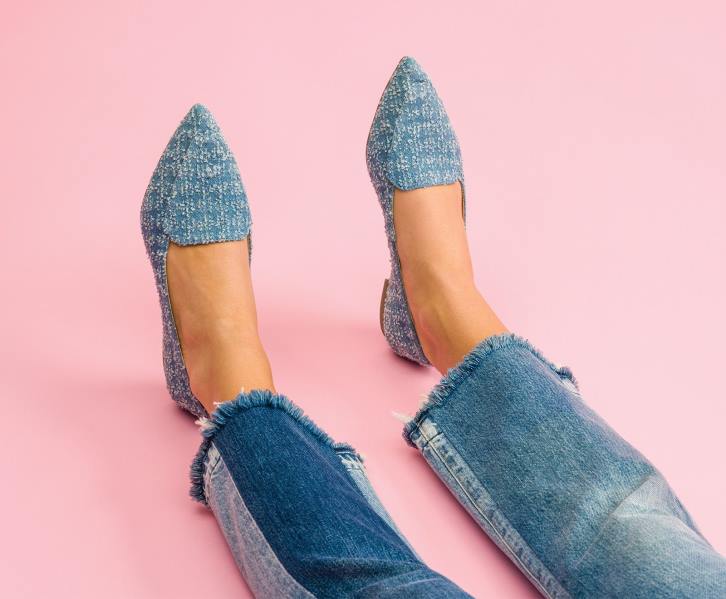 tecido jeans ponta avelã plana mulheres Hush Puppies sapatos rasos ZZ6R54 - Image 8