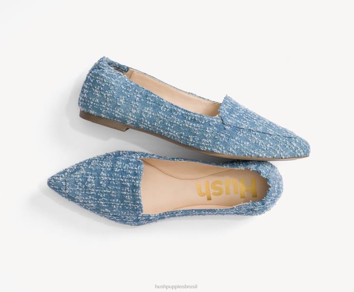 tecido jeans ponta avelã plana mulheres Hush Puppies sapatos rasos ZZ6R54 - Image 9