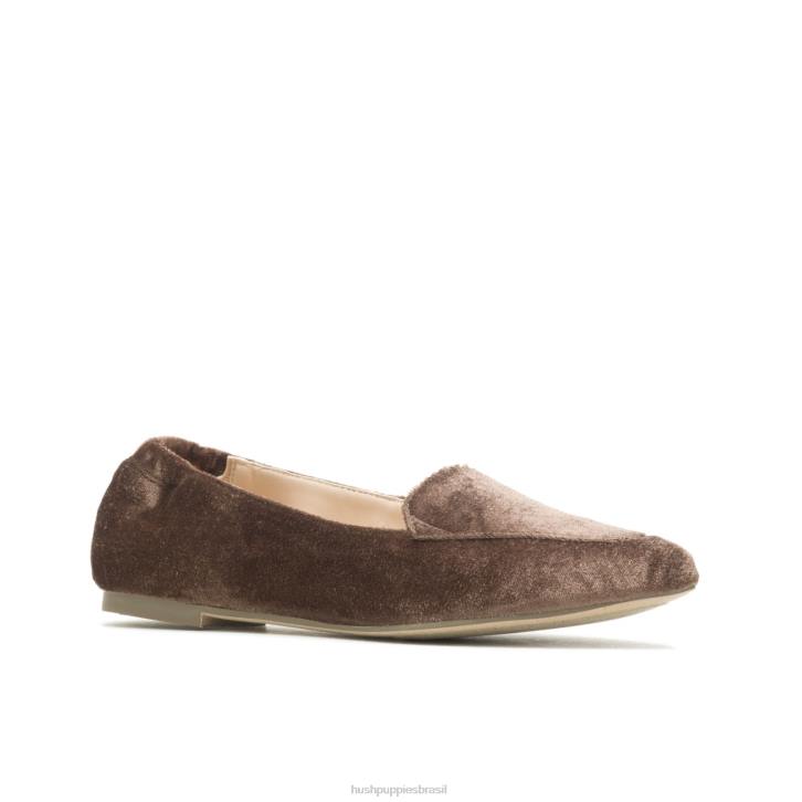 veludo marrom escuro ponta avelã plana mulheres Hush Puppies sapatos rasos ZZ6R64 - Image 3