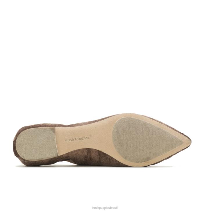 veludo marrom escuro ponta avelã plana mulheres Hush Puppies sapatos rasos ZZ6R64 - Image 5