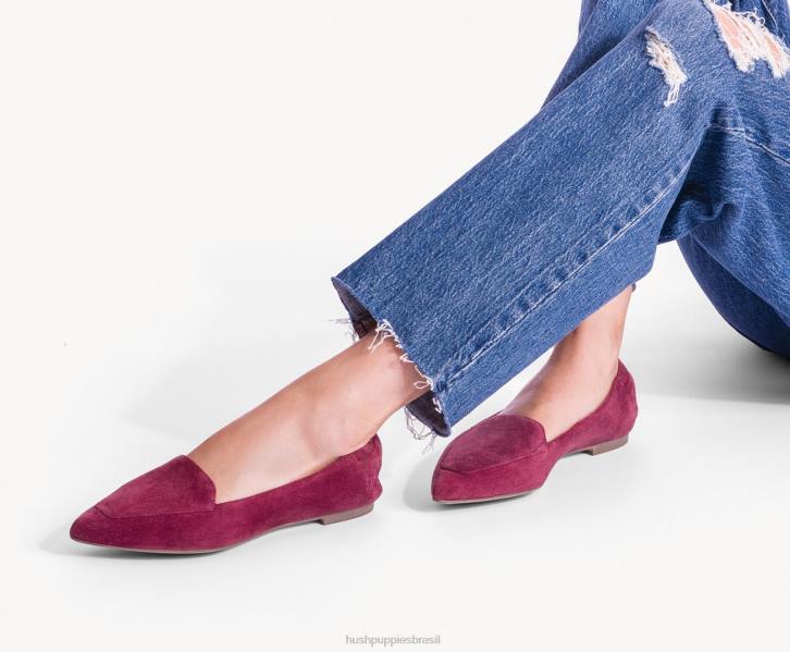 veludo marrom escuro ponta avelã plana mulheres Hush Puppies sapatos rasos ZZ6R64 - Image 8