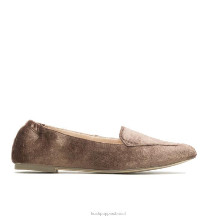 veludo marrom escuro ponta avelã plana mulheres Hush Puppies sapatos rasos ZZ6R64 - Image 1