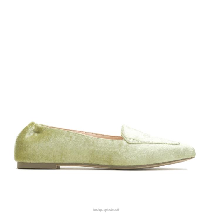 veludo verde musgo ponta avelã plana mulheres Hush Puppies sapatos rasos ZZ6R60 - Image 2