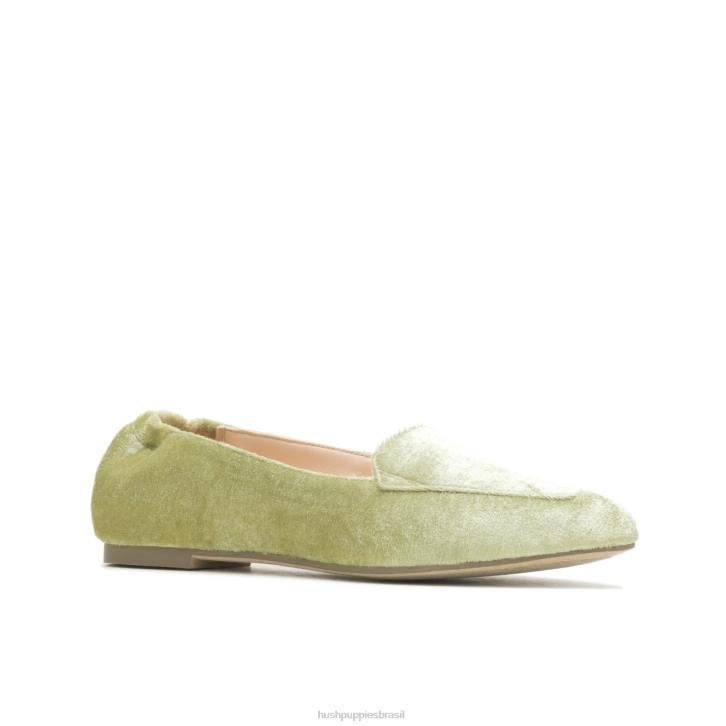 veludo verde musgo ponta avelã plana mulheres Hush Puppies sapatos rasos ZZ6R60 - Image 3