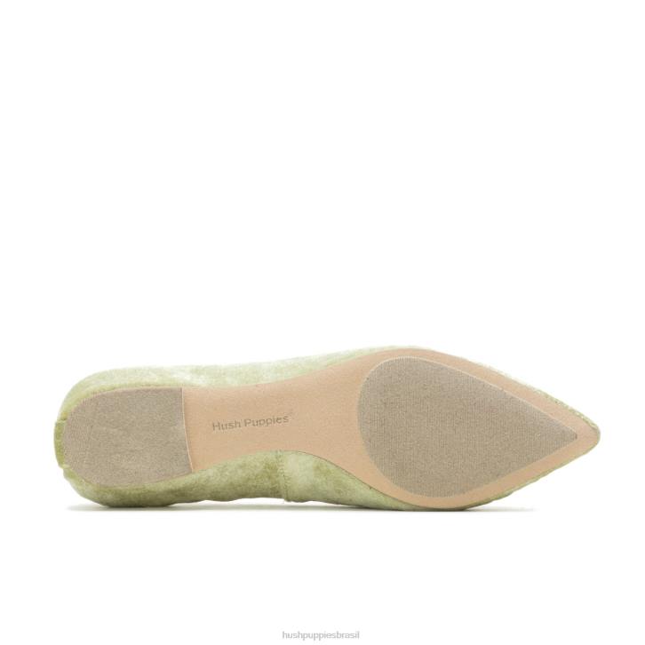 veludo verde musgo ponta avelã plana mulheres Hush Puppies sapatos rasos ZZ6R60 - Image 5