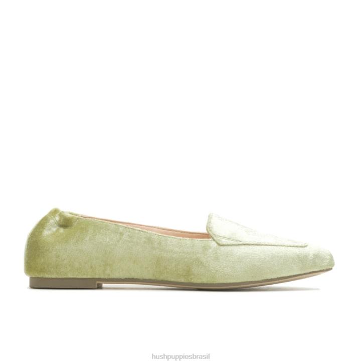 veludo verde musgo ponta avelã plana mulheres Hush Puppies sapatos rasos ZZ6R60 - Image 1