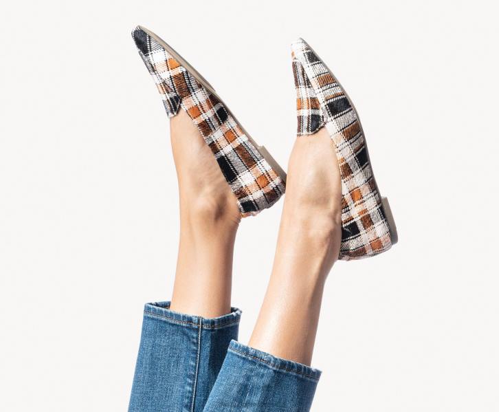 xadrez retrô ponta avelã plana mulheres Hush Puppies sapatos rasos ZZ6R61 - Image 3