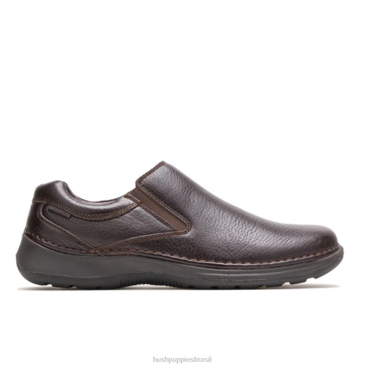 couro marrom escuro lunar ii homens Hush Puppies mocassim ZZ6R349