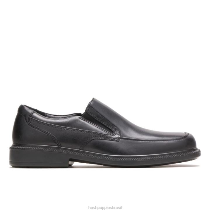 couro preto aproveitar homens Hush Puppies mocassim ZZ6R346