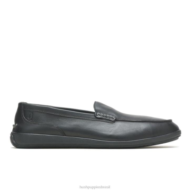 couro preto mocassim finley homens Hush Puppies mocassim ZZ6R315